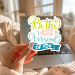 Be The Best Version Of You Stickers | Gratitude sticker set, finished with smooth detailed printing, perfect for journals, planners, laptops, notebooks, phone cases and creative projects, offering quiet inspiration throughout the day. - Image 2