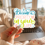 Become A Priority In Your Life Stickers | Faith sticker collection, designed with a clean matte look, ideal for planners, journals, notebooks, laptops, phone cases and scrapbooks, bringing subtle motivation to creative spaces. - Image 2