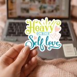 Heavy On The Self Love Stickers | Inspirational quote sticker set, made with clear, crisp lettering, great for journals, planners, laptops, phone cases, notebooks and craft pages, making a thoughtful small gift for loved ones. - Image 3