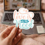 Love Is All You Need Stickers | Faith sticker pack, designed with a clean matte look, ideal for planners, journals, notebooks, laptops, phone cases and scrapbooks, supporting personal reflection through simple visuals. - Image 3