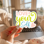 Love Yourself Stickers | Gratitude sticker collection, finished with smooth detailed printing, perfect for journals, planners, laptops, notebooks, phone cases and creative projects, offering quiet inspiration throughout the day. - Image 2