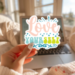 Love Yourself Stickers | Kindness sticker set, crafted with attention to detail, great for journals, planners, laptops, phone cases, notebooks and craft pages, bringing subtle motivation to creative spaces.