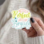 Not Perfect Just Forgiven Stickers | Faith sticker pack, finished with smooth detailed printing, perfect for journals, planners, laptops, notebooks, phone cases and creative projects, offering quiet inspiration throughout the day. - Image 2