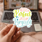 Not Perfect Just Forgiven Stickers | Faith sticker pack, finished with smooth detailed printing, perfect for journals, planners, laptops, notebooks, phone cases and creative projects, offering quiet inspiration throughout the day. - Image 3