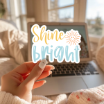 Shine Bright Stickers | Faith sticker pack, made with clear, crisp lettering, great for journals, planners, laptops, phone cases, notebooks and craft pages, supporting personal reflection through simple visuals. - Image 2