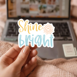 Shine Bright Stickers | Faith sticker pack, made with clear, crisp lettering, great for journals, planners, laptops, phone cases, notebooks and craft pages, supporting personal reflection through simple visuals.