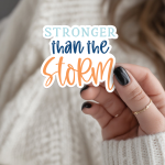 Stronger Than The Storm Stickers | Inspirational sticker set, printed with a neat and refined appearance, great for journals, planners, laptops, phone cases, notebooks and craft pages, bringing subtle motivation to creative spaces.