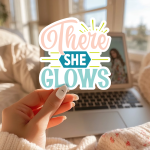 There She Glows Stickers | Inspirational sticker pack, crafted with attention to detail, great for journals, planners, laptops, phone cases, notebooks and craft pages, offering quiet inspiration throughout the day.