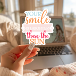 Your Smile Is Brighter Than The Sun Stickers | Kindness sticker collection, crafted with attention to detail, suitable for notebooks, planners, journals, laptops, phone cases and scrapbooks, supporting personal reflection through simple visuals. - Image 3