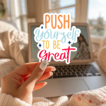 Push Yourself To Be Great Stickers | Inspirational mini decal pack, crafted with attention to detail, perfect for journals, planners, laptops, notebooks, phone cases and creative projects, supporting personal reflection through simple visuals. - Image 3