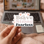 Brave Strong Fearless Stickers | Kindness mini decal pack, designed with a clean matte look, perfect for journals, planners, laptops, notebooks, phone cases and creative projects, supporting personal reflection through simple visuals. - Image 3