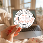Don'T Forget To Give Yourself Credit Stickers | Kindness sticker set, crafted with attention to detail, great for journals, planners, laptops, phone cases, notebooks and craft pages, offering quiet inspiration throughout the day. - Image 3