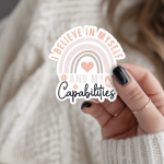I Believe In Myself And My Capabilities Stickers | Faith mini decal pack, designed with a clean matte look, ideal for planners, journals, notebooks, laptops, phone cases and scrapbooks, adding gentle encouragement to daily routines.