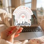 I Believe In Myself And My Capabilities Stickers | Faith mini decal pack, designed with a clean matte look, ideal for planners, journals, notebooks, laptops, phone cases and scrapbooks, adding gentle encouragement to daily routines. - Image 2