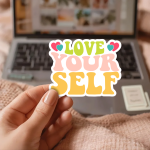 Love Your Self Stickers | Motivational quote sticker set, crafted with attention to detail, perfect for journals, planners, laptops, notebooks, phone cases and creative projects, bringing subtle motivation to creative spaces. - Image 2