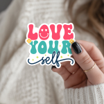 Love Your Self Stickers | Motivational mini decal pack, designed with a clean matte look, suitable for notebooks, planners, journals, laptops, phone cases and scrapbooks, offering quiet inspiration throughout the day.