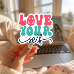 Love Your Self Stickers | Motivational mini decal pack, designed with a clean matte look, suitable for notebooks, planners, journals, laptops, phone cases and scrapbooks, offering quiet inspiration throughout the day. - Image 2