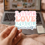 Love Love Love Yourself Stickers | Gratitude quote sticker set, made with clear, crisp lettering, great for journals, planners, laptops, phone cases, notebooks and craft pages, bringing subtle motivation to creative spaces. - Image 3