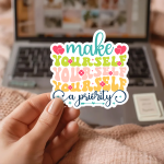 Make Yourself A Priority Stickers | Faith sticker pack, finished with smooth detailed printing, perfect for journals, planners, laptops, notebooks, phone cases and creative projects, offering quiet inspiration throughout the day. - Image 3