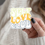 Self Love Club Stickers | Inspirational sticker pack, crafted with attention to detail, suitable for notebooks, planners, journals, laptops, phone cases and scrapbooks, adding gentle encouragement to daily routines.