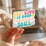 Self Love Is Good For Your Soul Stickers | Kindness quote sticker set, finished with smooth detailed printing, great for journals, planners, laptops, phone cases, notebooks and craft pages, adding gentle encouragement to daily routines. - Image 3