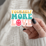 Show Yourself More Love Stickers | Gratitude mini decal pack, made with clear, crisp lettering, great for journals, planners, laptops, phone cases, notebooks and craft pages, offering quiet inspiration throughout the day.
