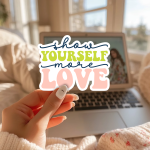 Show Yourself More Love Stickers | Inspirational sticker pack, printed with a neat and refined appearance, suitable for notebooks, planners, journals, laptops, phone cases and scrapbooks, making a thoughtful small gift for loved ones. - Image 2