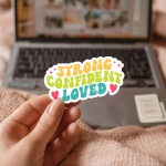 Strong, Confident, Loved Stickers | Faith mini decal pack, made with clear, crisp lettering, ideal for planners, journals, notebooks, laptops, phone cases and scrapbooks, adding gentle encouragement to daily routines. - Image 3