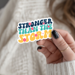 Stronger Than The Storm Stickers | Faith quote sticker set, finished with smooth detailed printing, ideal for planners, journals, notebooks, laptops, phone cases and scrapbooks, offering quiet inspiration throughout the day.