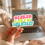 Take Care Of Yourself Stickers | Inspirational quote sticker set, designed with a clean matte look, great for journals, planners, laptops, phone cases, notebooks and craft pages, making a thoughtful small gift for loved ones. - Image 2
