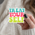 Treat Yourself Stickers | Kindness sticker pack, crafted with attention to detail, suitable for notebooks, planners, journals, laptops, phone cases and scrapbooks, bringing subtle motivation to creative spaces.