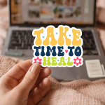 Take Time To Heal Stickers | Kindness sticker set, finished with smooth detailed printing, suitable for notebooks, planners, journals, laptops, phone cases and scrapbooks, supporting personal reflection through simple visuals. - Image 2