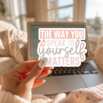 They Way You Speak To Yourself Matters Stickers | Gratitude sticker set, designed with a clean matte look, great for journals, planners, laptops, phone cases, notebooks and craft pages, adding gentle encouragement to daily routines. - Image 2
