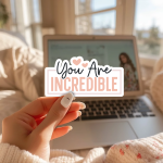 You Are Incredible Stickers | Gratitude sticker set, finished with smooth detailed printing, great for journals, planners, laptops, phone cases, notebooks and craft pages, offering quiet inspiration throughout the day. - Image 2