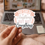 You Can Anything But Not Everything Stickers | Gratitude quote sticker set, printed with a neat and refined appearance, great for journals, planners, laptops, phone cases, notebooks and craft pages, supporting personal reflection through simple visuals. - Image 2