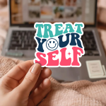 Treat Yourself Stickers | Motivational quote sticker set, designed with a clean matte look, great for journals, planners, laptops, phone cases, notebooks and craft pages, making a thoughtful small gift for loved ones. - Image 3
