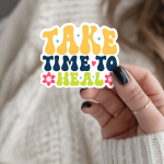 Take Time To Heal Stickers | Kindness sticker set, finished with smooth detailed printing, suitable for notebooks, planners, journals, laptops, phone cases and scrapbooks, supporting personal reflection through simple visuals. - Image 3