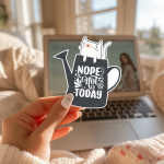 Nope Not Today Stickers | Gratitude quote sticker set, made with clear, crisp lettering, ideal for planners, journals, notebooks, laptops, phone cases and scrapbooks, supporting personal reflection through simple visuals. - Image 3