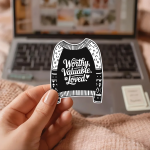 Worthy Valuable Loved Stickers | Inspirational sticker collection, printed with a neat and refined appearance, ideal for planners, journals, notebooks, laptops, phone cases and scrapbooks, supporting personal reflection through simple visuals.