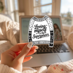 Loving Myself Is My Superpower Stickers | Motivational sticker pack, finished with smooth detailed printing, perfect for journals, planners, laptops, notebooks, phone cases and creative projects, supporting personal reflection through simple visuals. - Image 3
