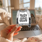 Healing Starts With Loving Yourself Stickers | Motivational quote sticker set, made with clear, crisp lettering, perfect for journals, planners, laptops, notebooks, phone cases and creative projects, supporting personal reflection through simple visuals. - Image 2