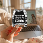 Motivation Starts The Fire Discipline Keeps It Burning Stickers | Inspirational mini decal pack, designed with a clean matte look, suitable for notebooks, planners, journals, laptops, phone cases and scrapbooks, supporting personal reflection through simple visuals. - Image 3