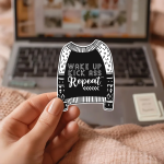 Wake Up Kick Ass Repeat Stickers | Gratitude quote sticker set, crafted with attention to detail, suitable for notebooks, planners, journals, laptops, phone cases and scrapbooks, offering quiet inspiration throughout the day.