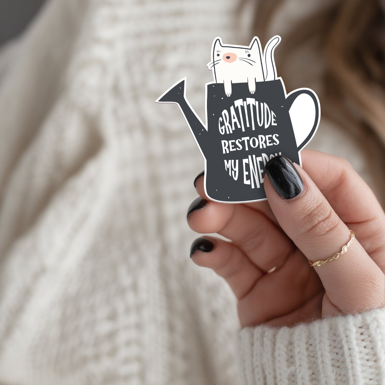 20251126034451-1f0ca7a4-3b11-68a2-a0a7-3e458c3f5486.png Gratitude Restores My Energy Stickers | Inspirational quote sticker set, made with clear, crisp lettering, ideal for planners, journals, notebooks, laptops, phone cases and scrapbooks, making a thoughtful small gift for loved ones. - Image 1
