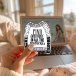 Find Gratitude In All The Moments Stickers | Motivational mini decal pack, finished with smooth detailed printing, great for journals, planners, laptops, phone cases, notebooks and craft pages, offering quiet inspiration throughout the day. - Image 2