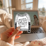 Begin Each Day With A Grateful Heart Stickers | Motivational sticker pack, printed with a neat and refined appearance, perfect for journals, planners, laptops, notebooks, phone cases and creative projects, supporting personal reflection through simple visuals.