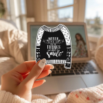 Never Give Up On The Things That Makes You Smile Stickers | Positive Reminder Decal, Cozy Aesthetic, Laptop and Phone Case Art, Encouragement Gift Idea.