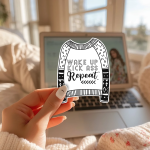Wake Up Kick Ass Repeat Stickers | Daily Mantra Sweater Sticker, Funny and Sassy, For Laptop Planner Notebook Phone Case, Inspires Productivity and Action. - Image 2