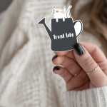 Trust Life Stickers | Affirmation Cat Decal, Durable, Notebook Phone Case Accessory, Inspiring Self-Care Gift