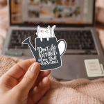 Don't Let Anyone Ever Dull Your Sparkle Stickers | Self-Love Cat Decal, Premium Quality, Laptop Notebook Decor, Inspiring Best Friend Gift
